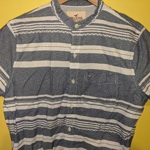 Blue white stripe Hollister collarless CasualShirt